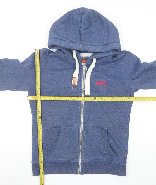 Superdry Women Blue Full Zip Hoodie Medium Cotton Blend