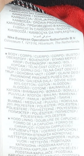 Nike Air Men’s Black White Red Pullover Hoodie Size M