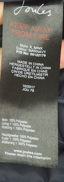 Joules Women’s Blue Quilted Waistcoat UK 20 Regular Fit Outdoor Gilet