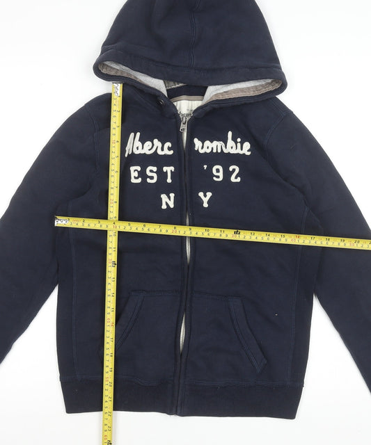 Abercrombie & Fitch Women Navy Full Zip Hoodie Size L Cotton Blend