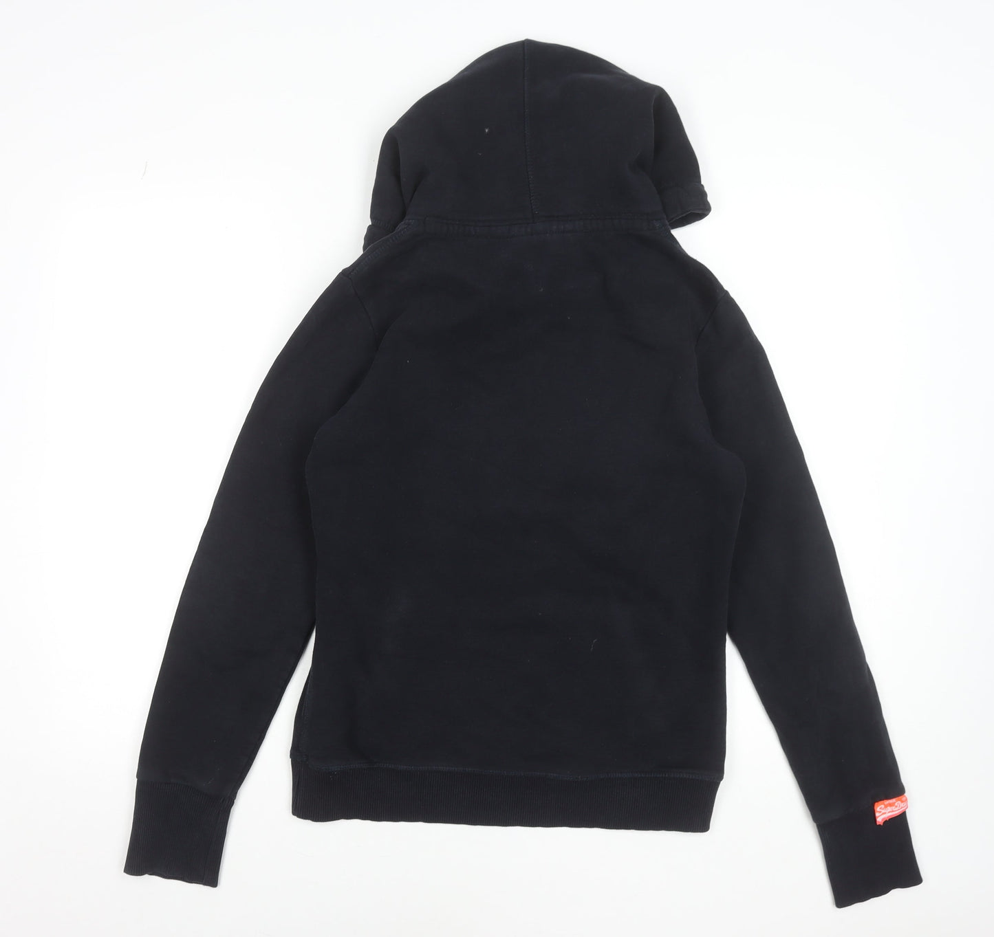 Superdry Women's Black Hoodie Small Pullover Graphic Print Cotton Blend