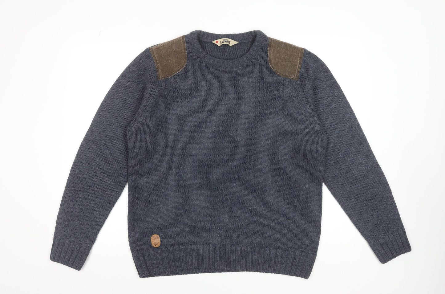 Tokyo Laundry Men's Blue Wool Blend Crew Neck Jumper L