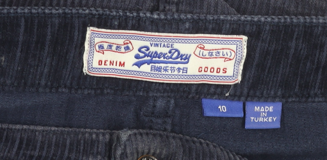 Superdry Women Blue Corduroy A-Line Short Skirt Size 10
