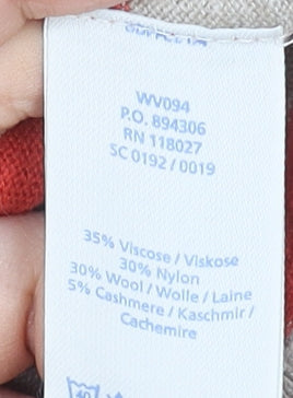 Boden Women Beige Red Striped Wool Blend Button Pullover Jumper M