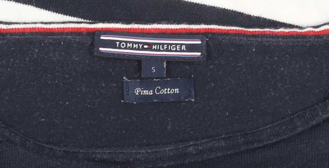 Tommy Hilfiger Women's Blue White Striped Cotton Jumper Size S