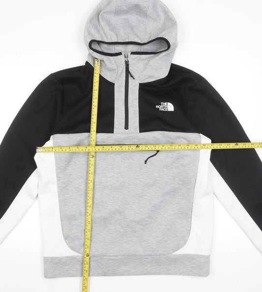 The North Face Men's Grey 1/2 Zip Hooded Sweatshirt L