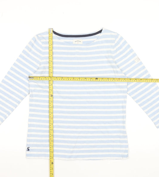 Joules Women's Blue White Striped Long Sleeve Cotton T-Shirt UK 10