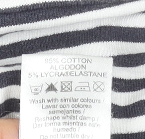 Topshop Women Black & White Striped Cotton Pullover Hoodie Size 10