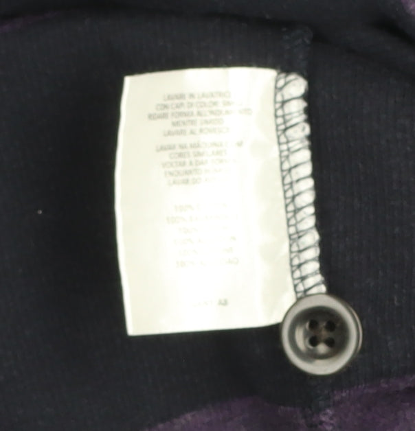 Additional view of GANT Men Purple Black Striped 2XL Henley Mock Neck Jumper