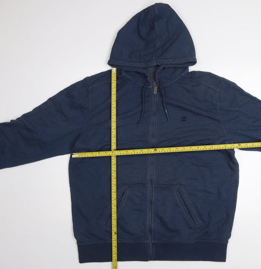 Timberland Men's Blue Full Zip Hoodie XL Regular Fit Cotton Blend