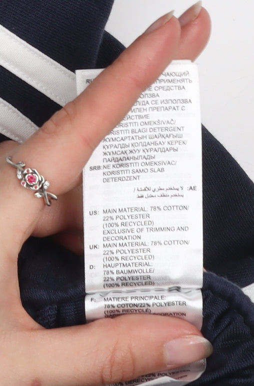 Adidas Men's Blue Jogger Trousers L Regular Fit Side Stripe Activewear