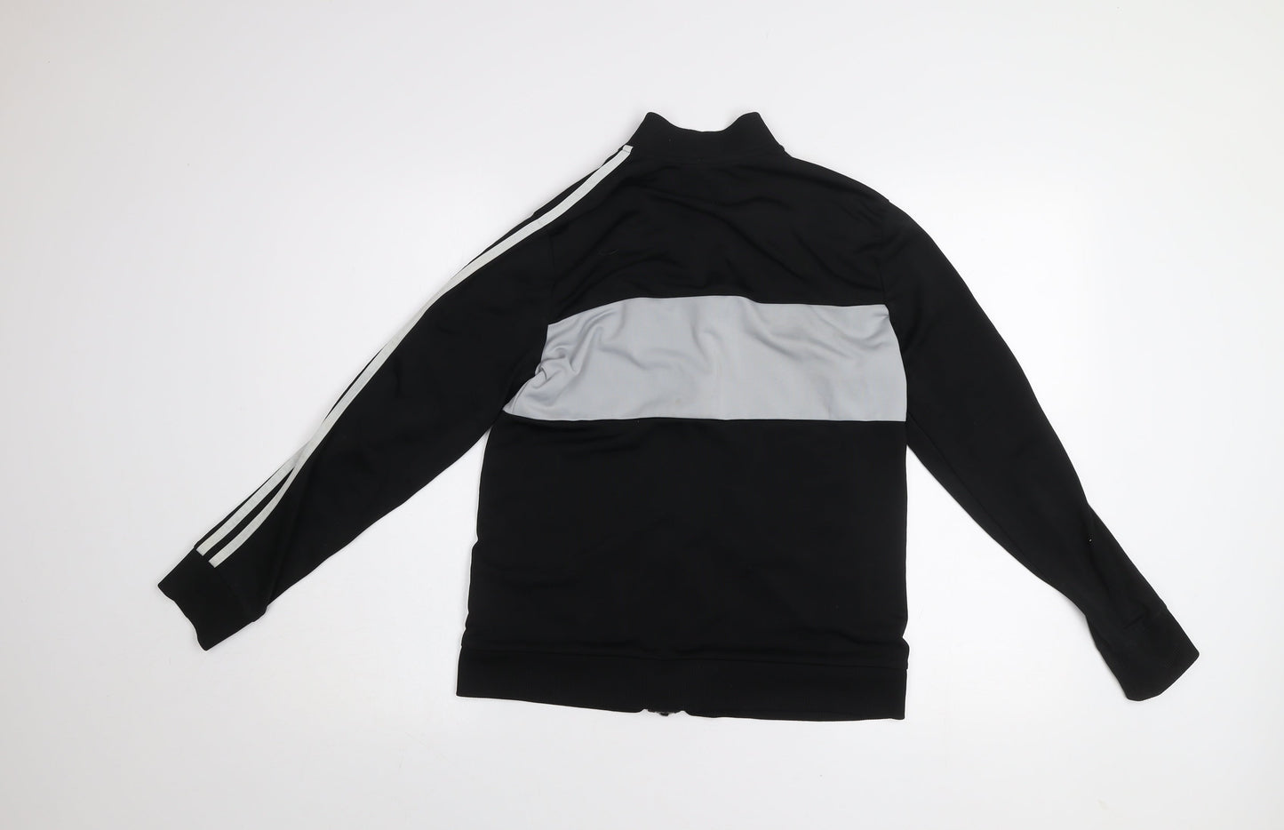 Adidas Boys Black & Grey Track Jacket 13-14 Years Full Zip Activewear