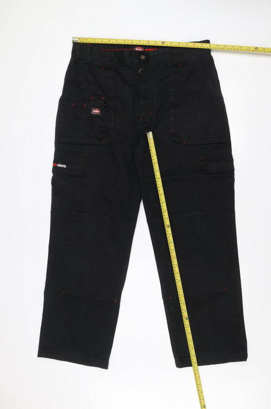 Lee Cooper Men's Black Cargo Workwear Trousers 38R Polyester Cotton Blend