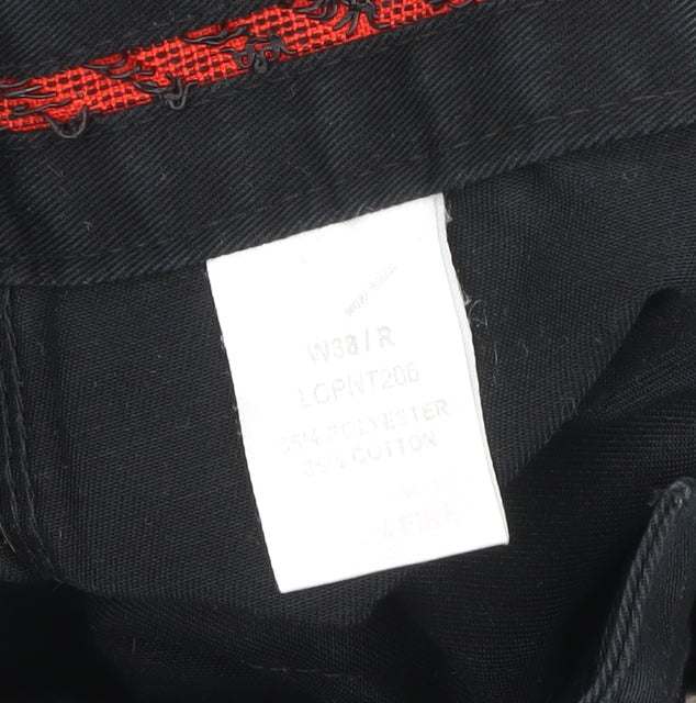 Lee Cooper Men's Black Cargo Workwear Trousers 38R Polyester Cotton Blend