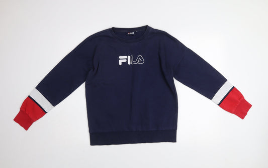 Mens UK M Regular FILA Blue Pullover Sweatshirt