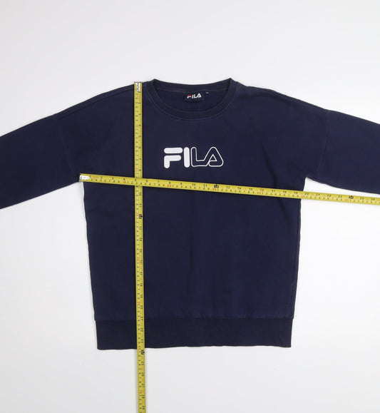 Fila Men’s Blue Crew Neck Pullover Sweatshirt M Logo Sports Style