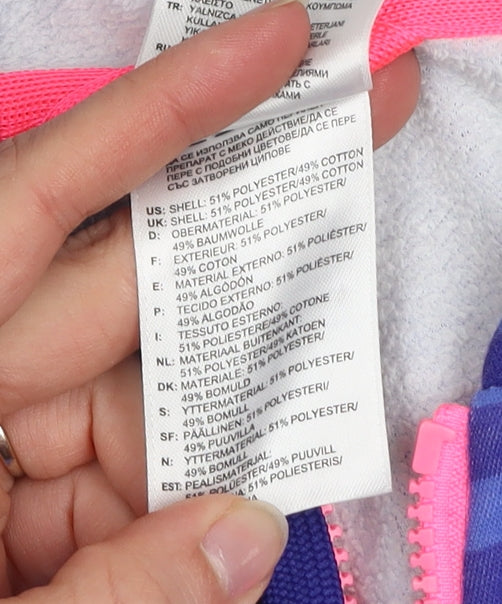 Adidas Womens Blue Striped Full Zip Hoodie Size S 8-10