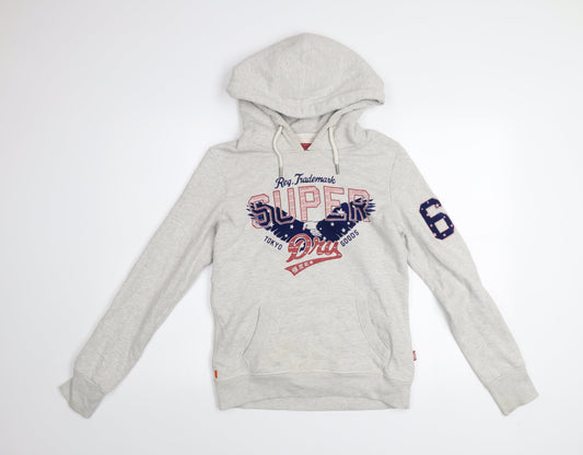 Womens UK 8 Regular Superdry Grey Pullover Hoodie