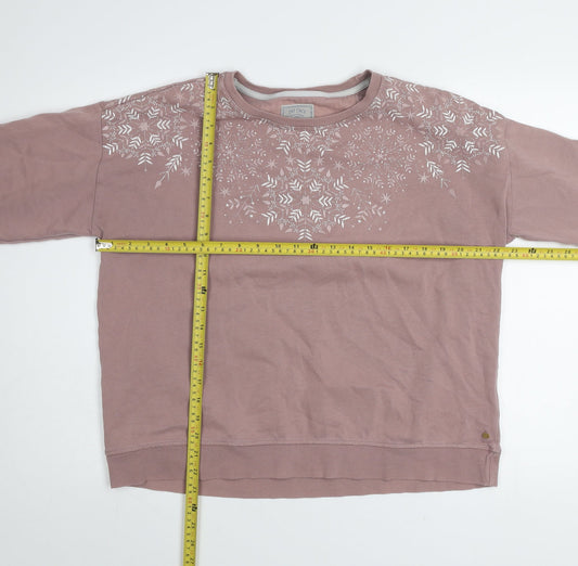 Fat Face Women's Pink Cotton Blend Pullover Sweatshirt Size M