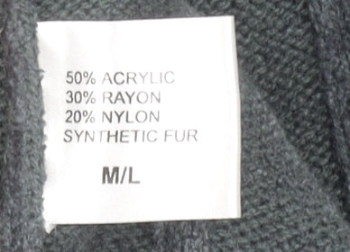 Frank Saul Women's Grey Faux Fur Trim Mid-Length Jacket M