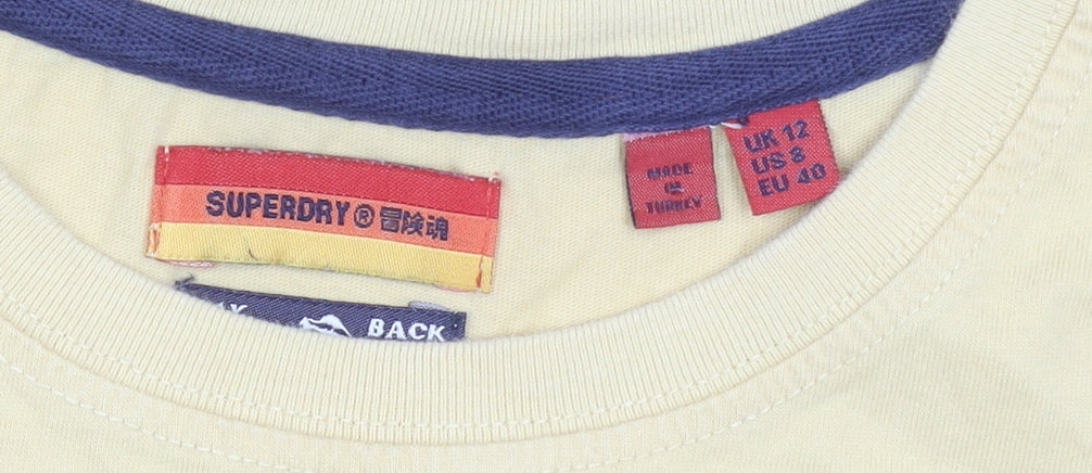 Superdry Women’s Beige Cotton Sleeveless Tank Top UK 12