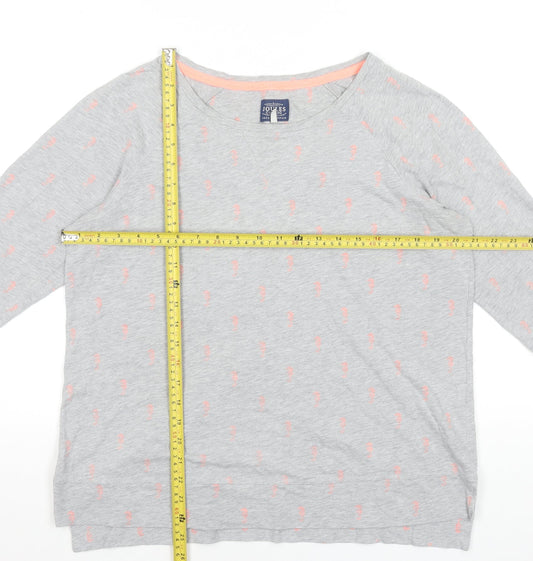 Joules Womens Grey 3/4 Sleeve Cotton Seahorse T-Shirt UK 14