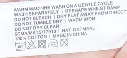 FatFace Men's Oatmeal Striped Cotton Hoodie Small Beige Pullover