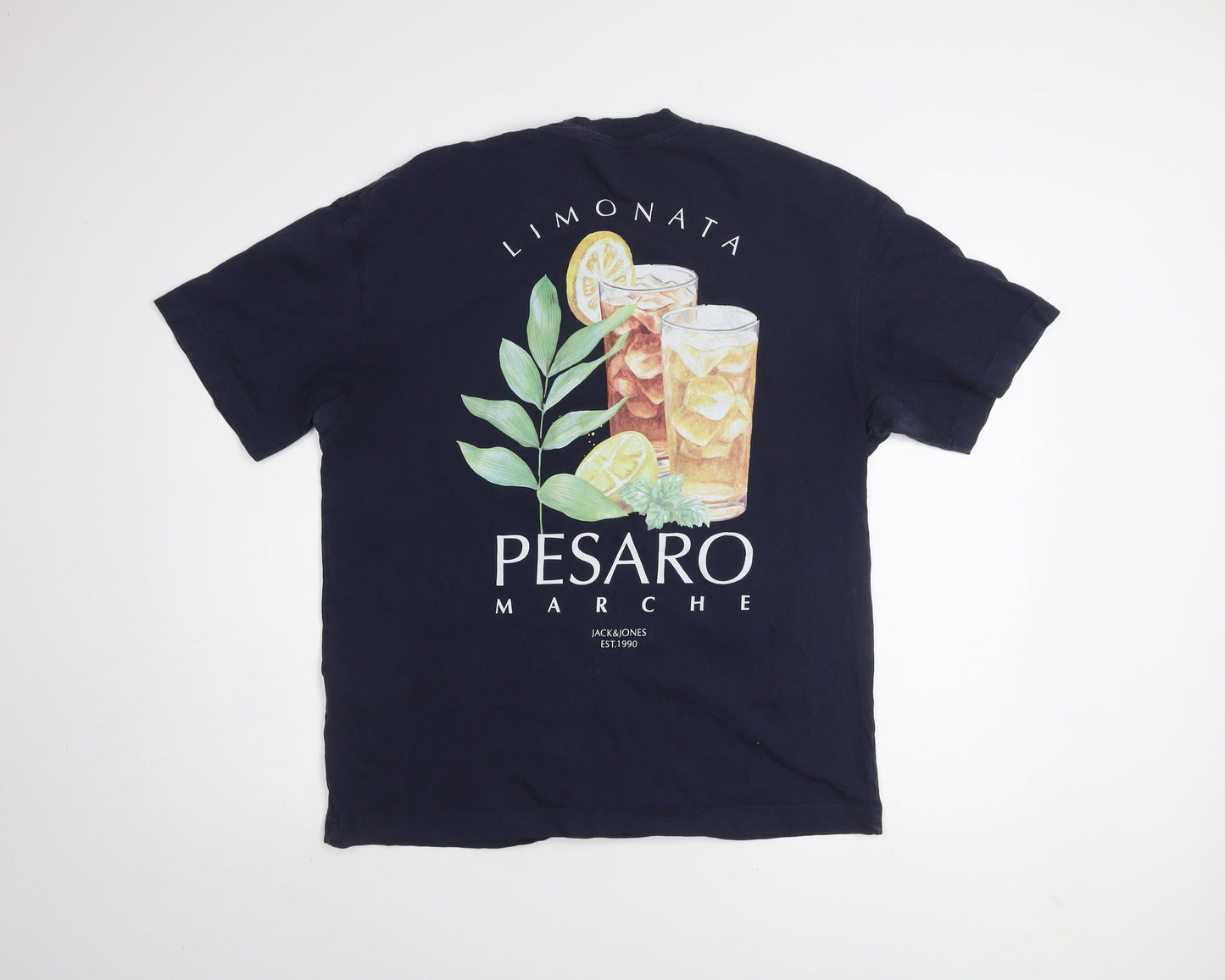 Jack & Jones Men's Blue Pesaro Graphic Print T-Shirt Size L