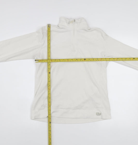 Champion Womens White Fleece 1/4 Zip Pullover Sweatshirt M Easy Fit