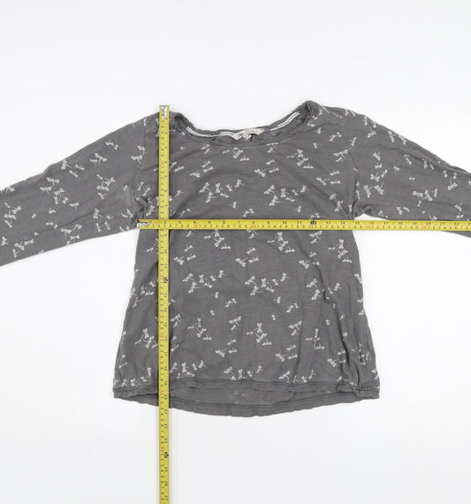 Fat Face Womens Grey Floral Long Sleeve Cotton Top Size 12