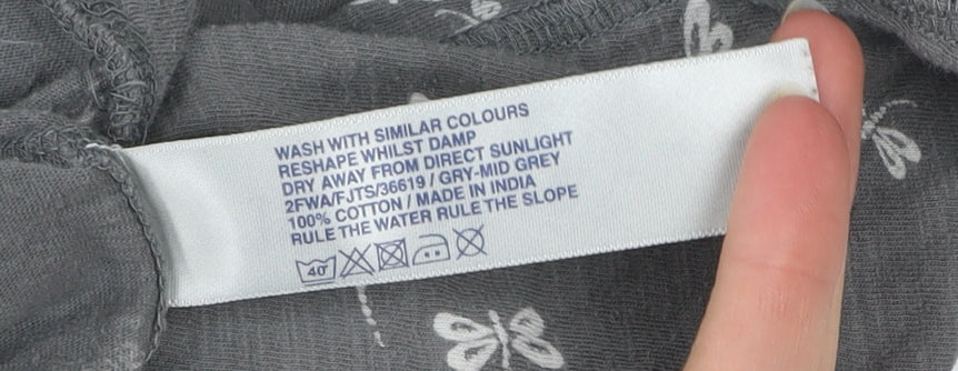 Fat Face Womens Grey Floral Long Sleeve Cotton Top Size 12