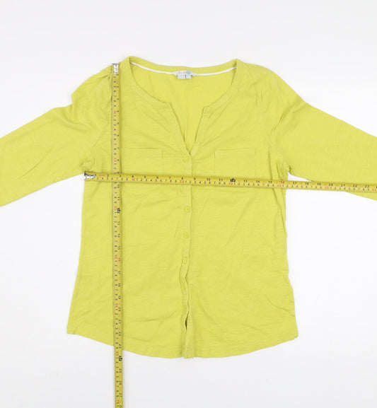 Boden Womens Yellow 3/4 Sleeve Button-Up Cotton Top Size 10