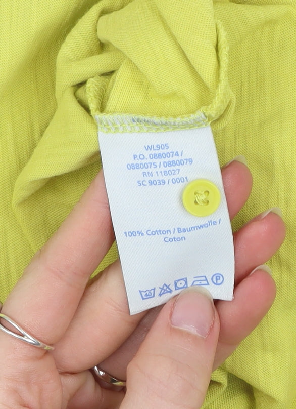 Boden Womens Yellow 3/4 Sleeve Button-Up Cotton Top Size 10