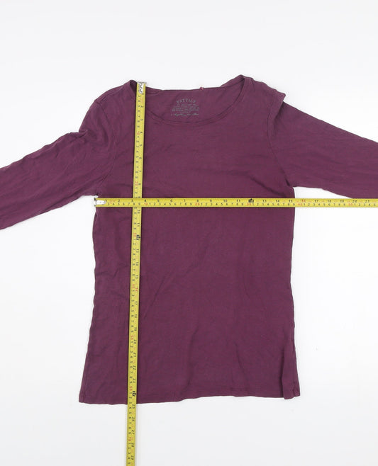 FatFace Womens Purple Long Sleeve Basic Cotton Modal T-Shirt Size 10