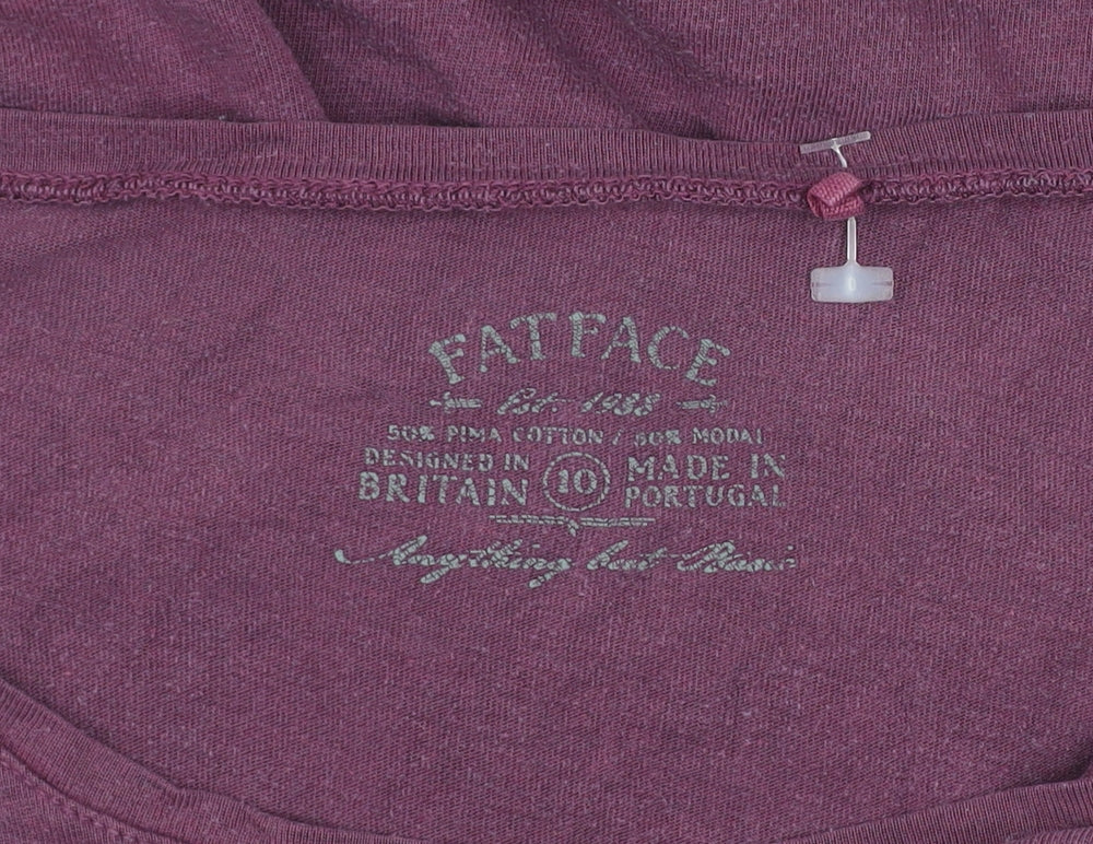 FatFace Womens Purple Long Sleeve Basic Cotton Modal T-Shirt Size 10