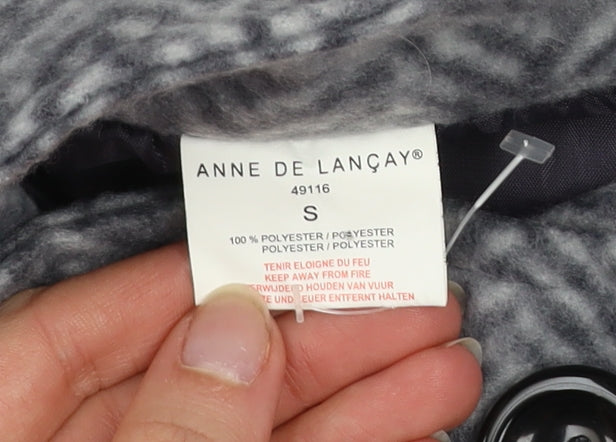 Anne De Lançay Women's Grey Herringbone Mid-Length Button Coat Size S