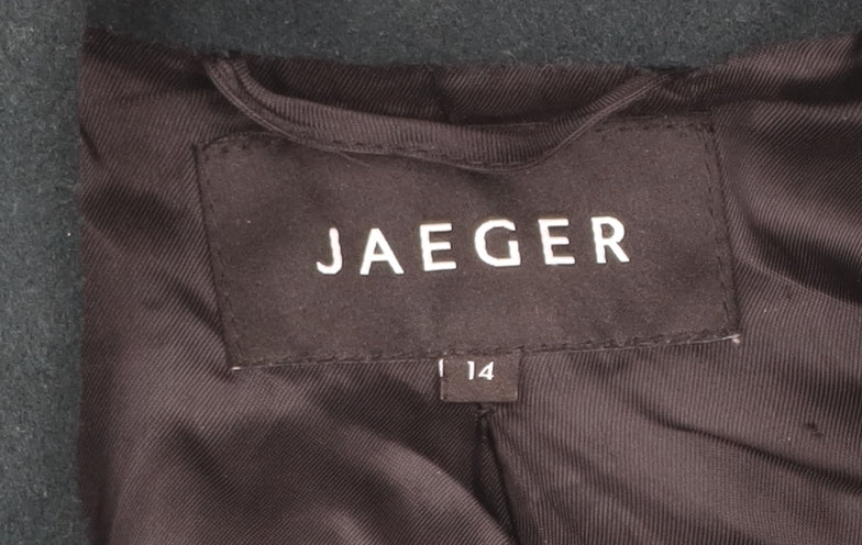 Jaeger Womens Green Wool Belted Trench Coat Size 14