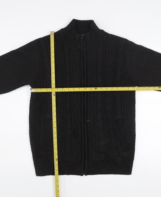 Matinee Mens Black Knit Full Zip Jacket Size M Polyester Lined