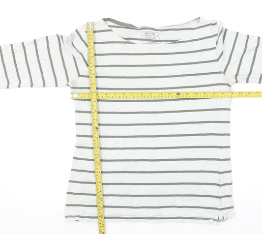 Mountain Warehouse Women's White Striped 3/4 Sleeve Cotton T-Shirt UK 12