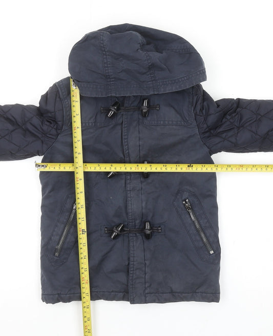 Burberry Boys Blue Hooded Quilted Duffle Coat 4 Years Classic Mid-Length Jacket