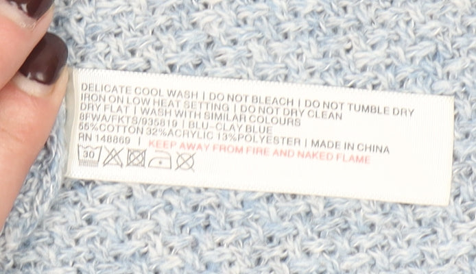 Fat Face Women Blue Size 14 Crew Neck Knit Jumper