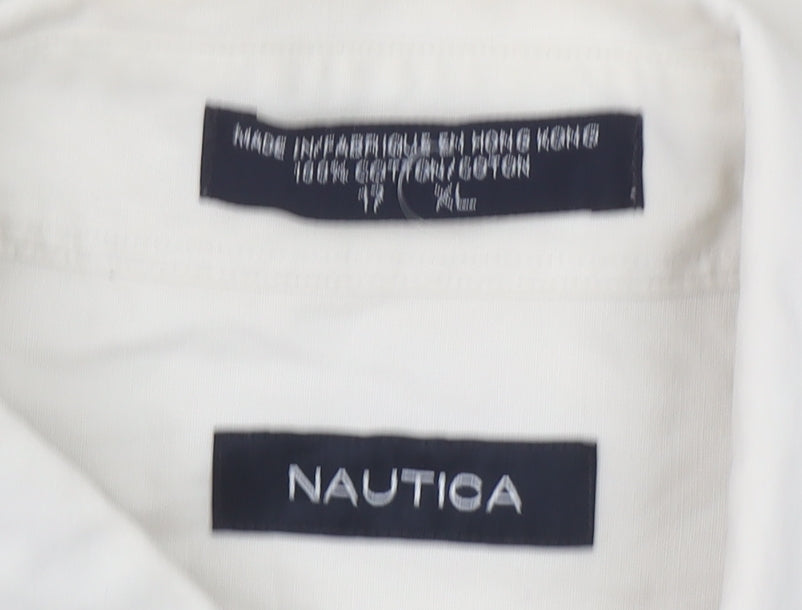 Nautica Men’s Beige Short Sleeve Button-Down Cotton Shirt XL