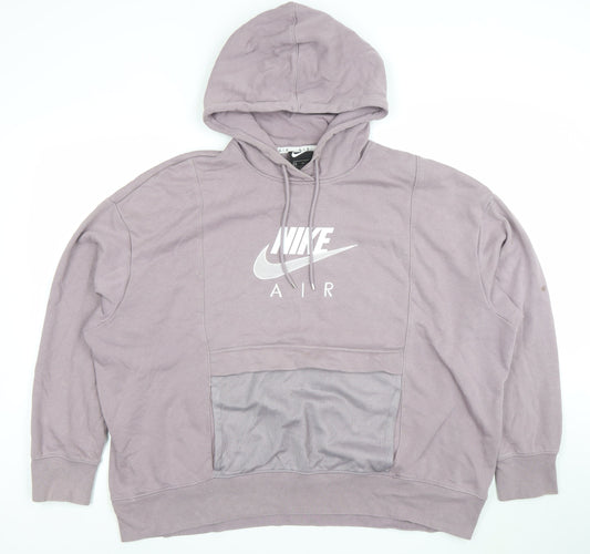 Womens UK XL Relaxed Nike Purple Pullover Hoodie