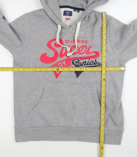 Superdry Women's Grey Pullover Hoodie Size 14 Osaka Graphic Sweatshirt