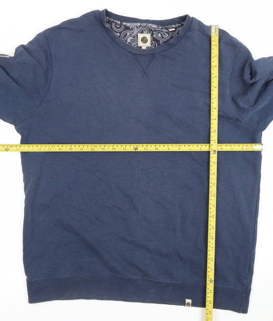 Pretty Green Men's Blue XL Crew Neck Pullover Sweatshirt