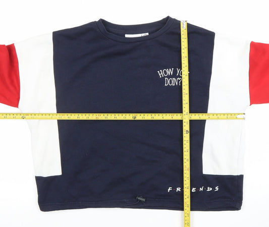 Friends TV Show Women's Navy Colourblock Pullover Sweatshirt M