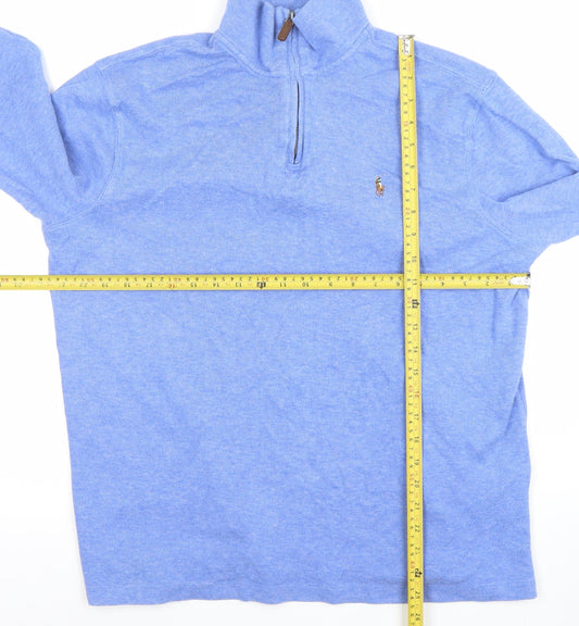 Ralph Lauren Men's Blue 1/4 Zip Cotton Sweatshirt Size L