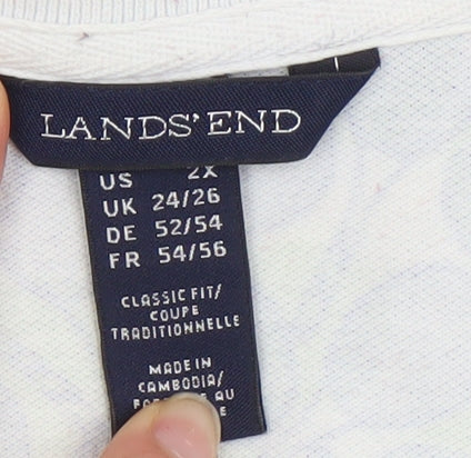 Lands' End Women's Blue Green Polo Shirt UK 24/26 Classic Fit