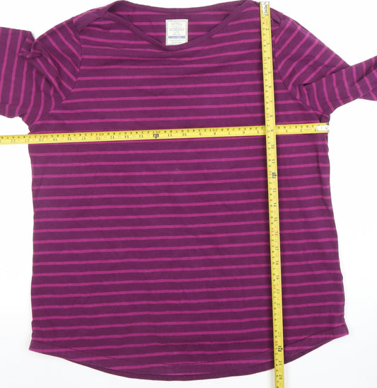 Fat Face Womens Purple Striped Long Sleeve Cotton T-Shirt Size 16