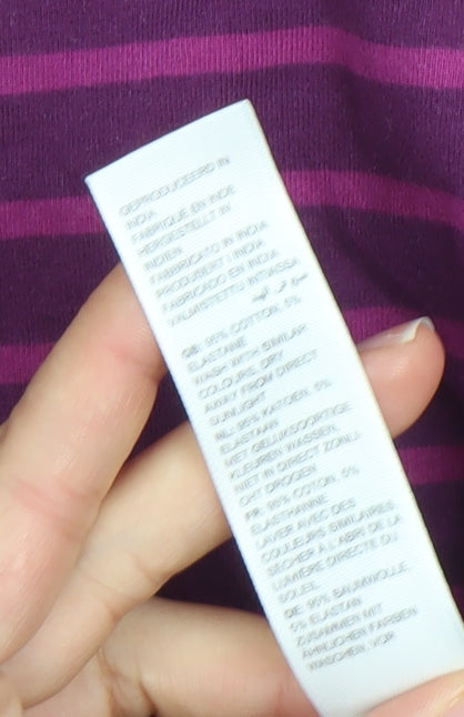 Fat Face Womens Purple Striped Long Sleeve Cotton T-Shirt Size 16